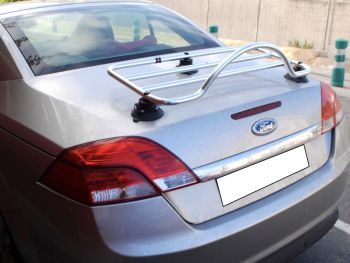 silver ford focus convertible cabriolet cc with a stainless steel luggage rack fitted