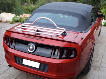 Red ford mustang 5th generation convertible with a revo-rack pa luggage rack fitted to the boot/trunk