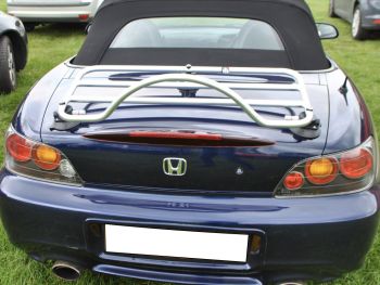 Blue Honda S2000 with a revo-rack polished anodised luggage rack fitted